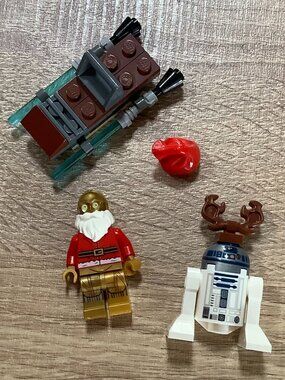Lego Star Wars minifigure lot Christmas Santa C-3PO Reindeer R2-D2